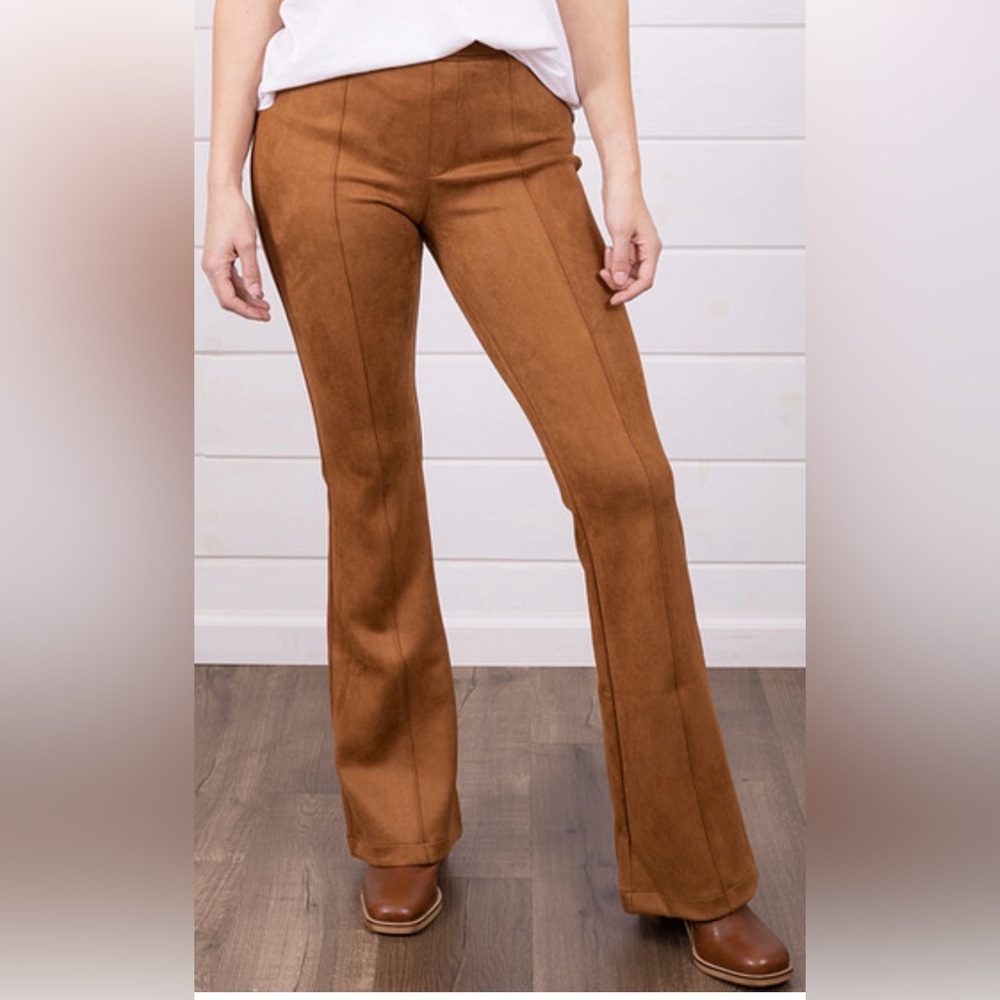 SPANX Brown Suede Flare Pants Size XL Lightly worn!